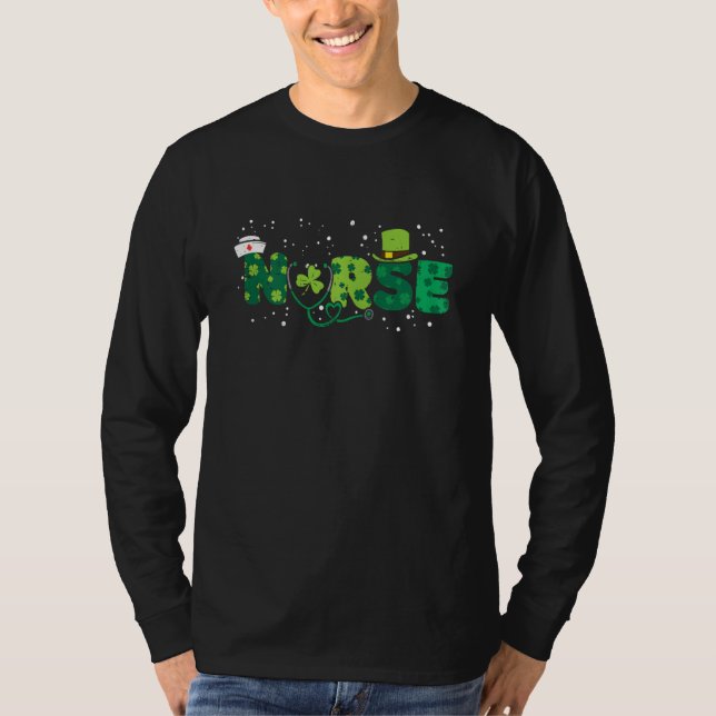 Camiseta Nurse Stethoscope Scrub St Patricks Day Nurses Wom (Frente)