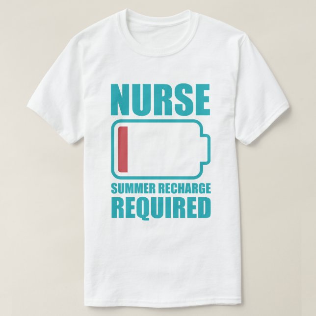 Camiseta Nurse Summer Recharge Required funny (Frente do Design)