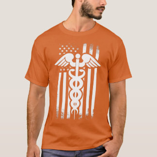 Camiseta Nurses Caduceus Vintage Flag