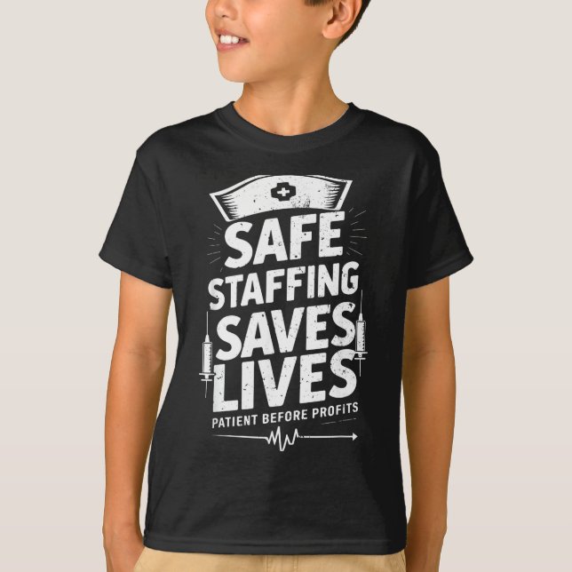 Camiseta Nurses Strike Save Nursing Suprt Safe Staffing Sav (Frente)