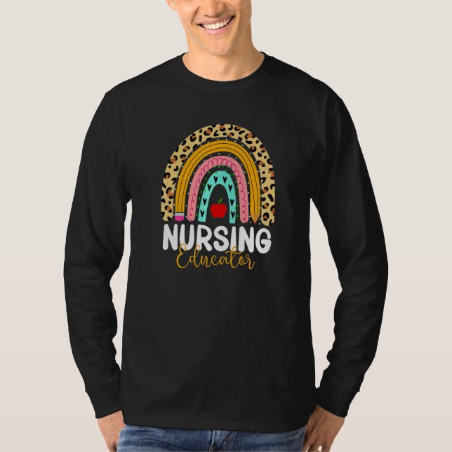 Camiseta Nursing Educator Leopard Rainbow Healthcare Doctor (Frente)