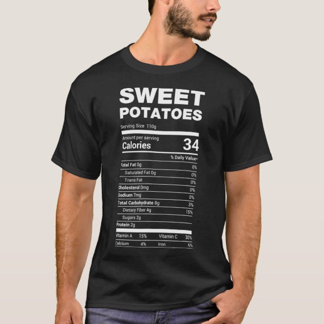 Camiseta Nutrição De Batata Doce Engraçada Preguiçosa (Frente)