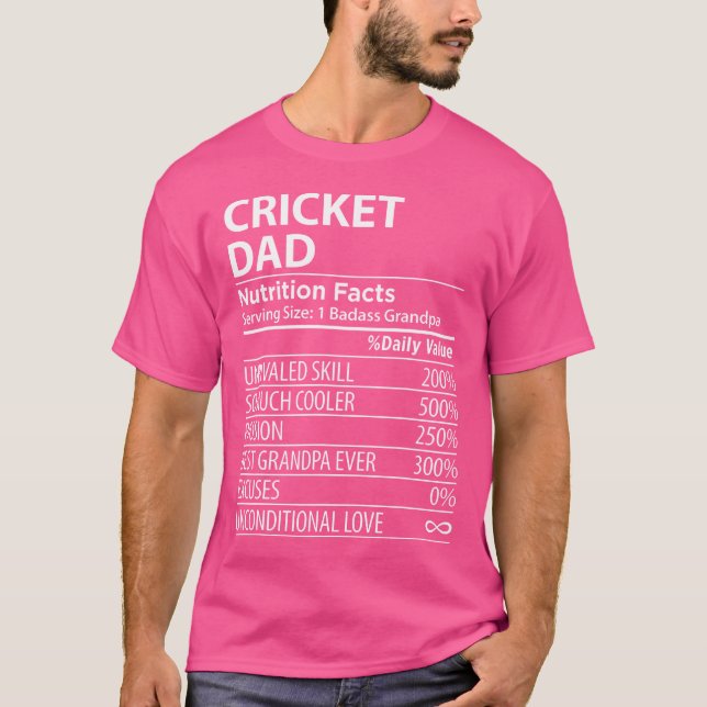 Camiseta Nutrição de Pai de Críquete Fala Pai de Críquete E (Frente)