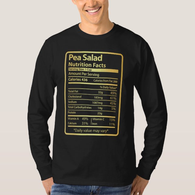 Camiseta Nutrição de Salada de Ervilha Fatos de Ação de Gra (Frente)