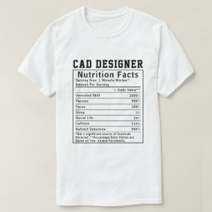 Camiseta Nutrição do Projetista de CAD Engraçado Fatos sobr