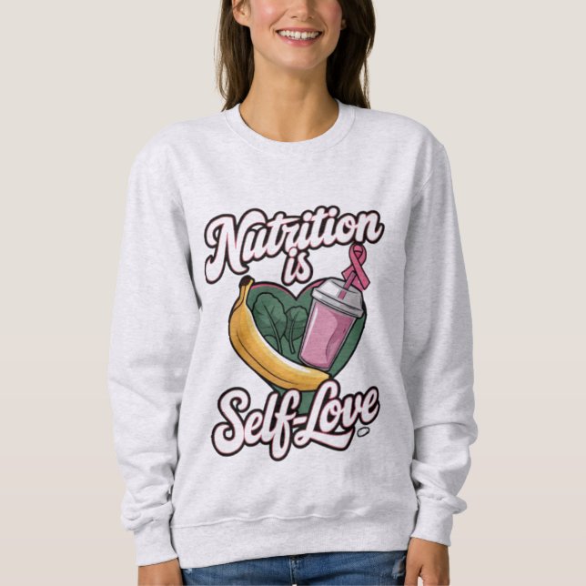 Camiseta "Nutrição é amor próprio" Premium Unisex Longsleev (Frente)