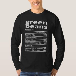 Camiseta Nutrição Verde Bean Fatos de Comida de Ação de Gra