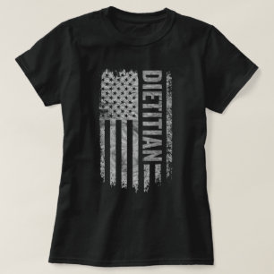 Camiseta Nutricionista Bandeira EUA Design Distorcida