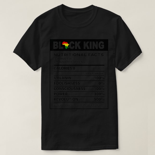 Camiseta Nutritional Facts Juneteenth 1865 Black King  (Frente do Design)