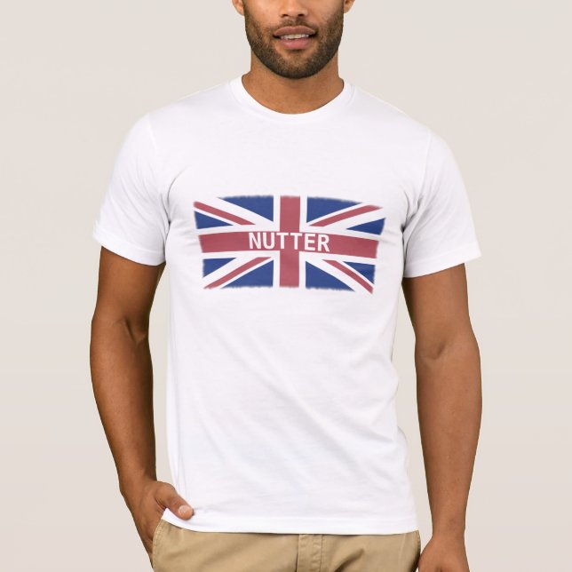 Camiseta Nutter — British Slang Humor and Flag (Frente)