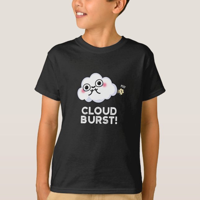 Camiseta Nuvem Burst Engraçado Nuvem Fart Pun Dark BG (Frente)