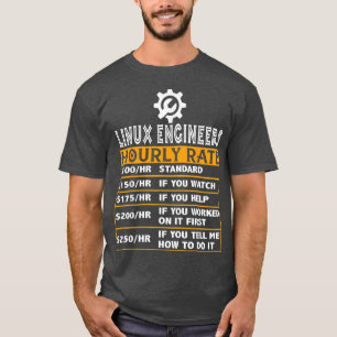 Camiseta Nuvem de Geek Uni Taxa Horária do Engenheiro Linu