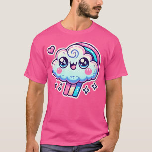 Camiseta Nuvem De Kawaii Com Cubo Arco-Íris E Céu Estimulan