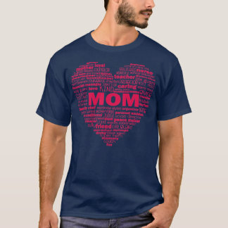 Camiseta Nuvem de Palavras da Mãe Coração a Rosa
