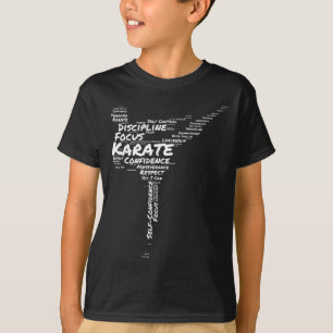 Camiseta Nuvem de Palavras de Karatê Chute Lateral Motivaci