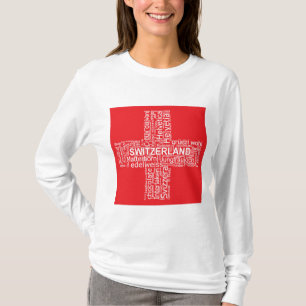 Camiseta Nuvem de Palavras de Sinalizador de suiça