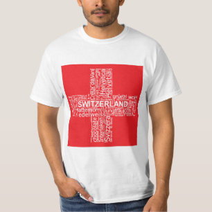 Camiseta Nuvem de Palavras de Sinalizador de suiça