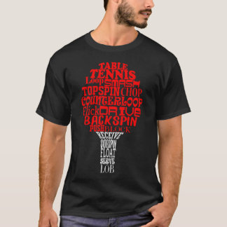 Camiseta Nuvem de Palavras de Tênis de Mesa
