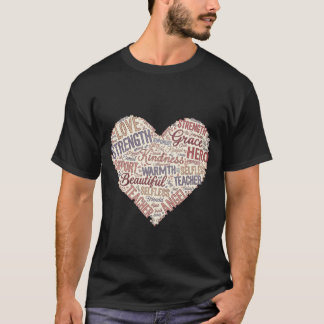 Camiseta Nuvem de Palavras do Coração da Mãe Amor Força Gen