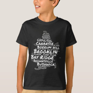 Camiseta Nuvem de Palavras dos Bairros do Brooklyn Nova Yor