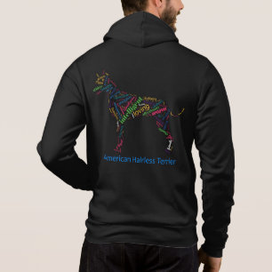 Camiseta Nuvem de Palavras Terrier Americana de Hoodie Zipp