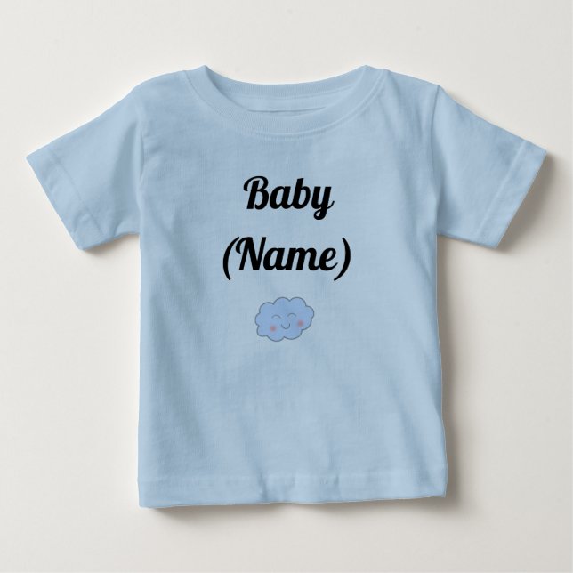 Camiseta Nuvem de Sorriso de Nome de Bebê Personalizado (Frente)