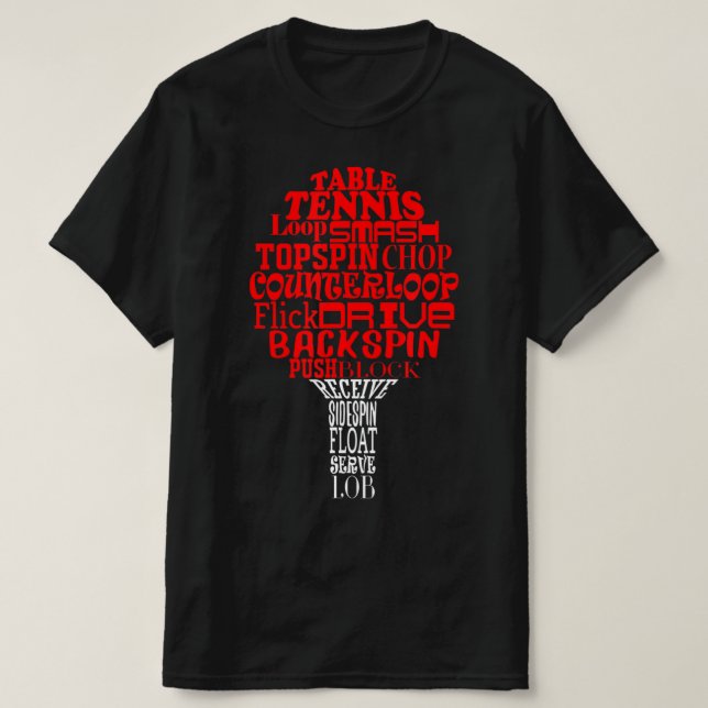 Camiseta nuvem de tênis de mesa de de de (Frente do Design)