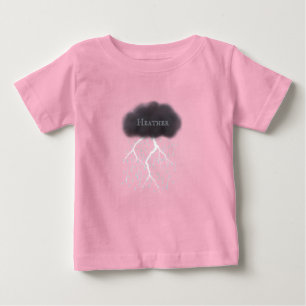 Camiseta Nuvem De Trovão De Dia Chuvoso Com Nome De Bebê Ro