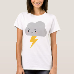 Camiseta Nuvem de Trovão e Relâmpagos de Kawaii