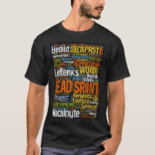 Camiseta Nuvem do Word usando multicores