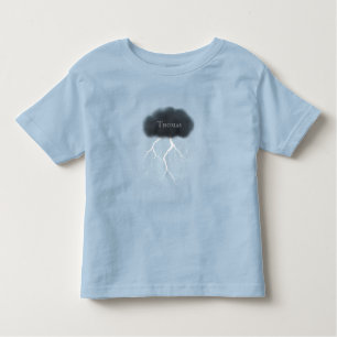 Camiseta Nuvem Trovoada Rainy Day com o nome do bebê azul
