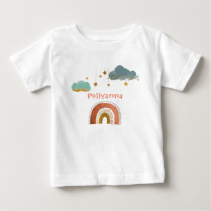 Camiseta Nuvens Adoráveis, Estrelas e Arco-Íris - Ilustraçã