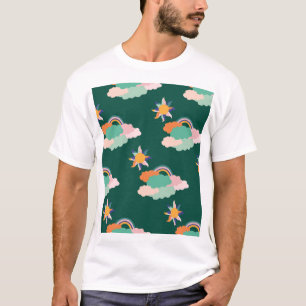Camiseta Nuvens coloridas Rainbows Padrão sem costura