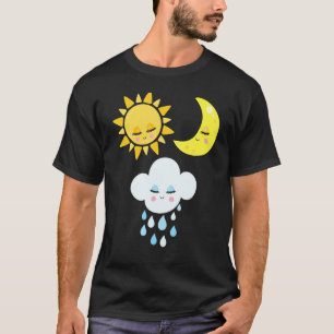 Camiseta Nuvens da Natureza Chuvem Nuvem Sun Lua Futuro Met