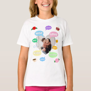 Camiseta Nuvens de Palavras Foto Dia das Mães Melhor Mãe