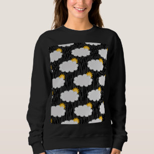 Camiseta Nuvens de sol em chuva Padrão Design Preto
