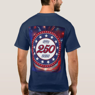 Camiseta Nuvens Gráficas de Fogos de Artifício para o 250º