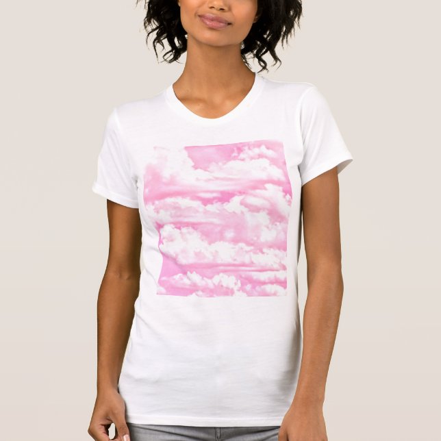 Camiseta Nuvens Rosa Rosa Festivas (Frente)