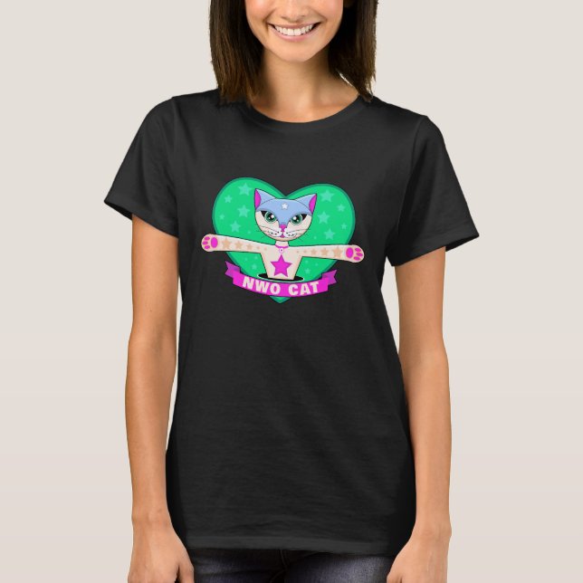 Camiseta NWO Cat (escuro) (Frente)