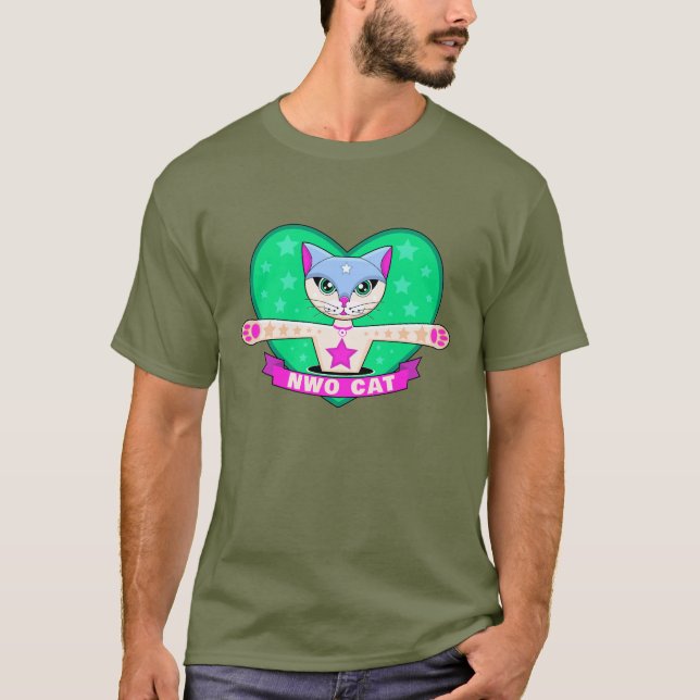 Camiseta NWO Cat (escuro) (Frente)