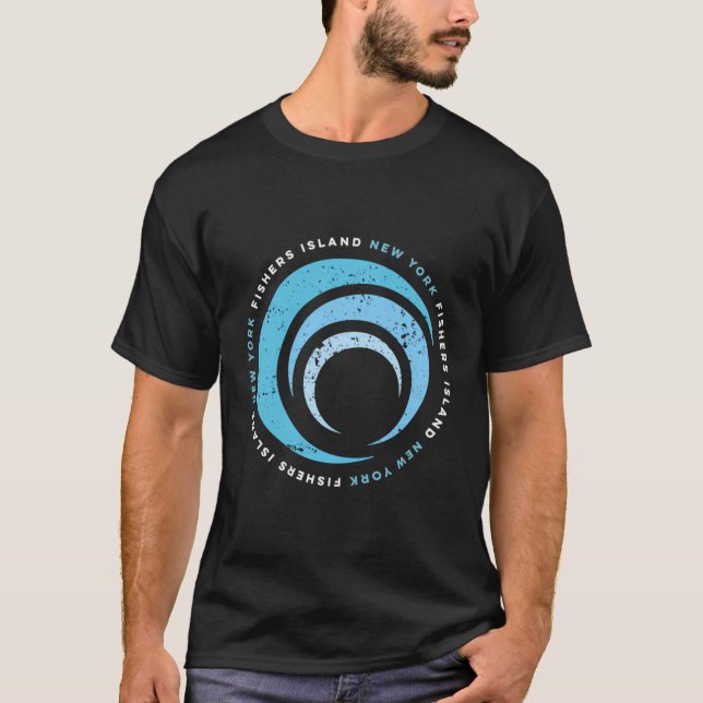 Camiseta Ny Beach, Ilha Fishers, Retro Vintage Wave (Frente)