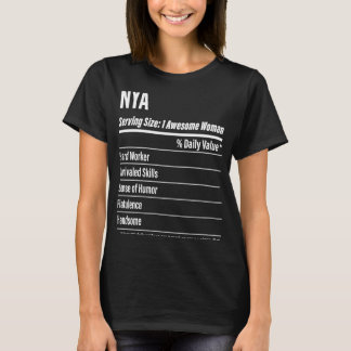 Camiseta Nya Fatos Nutricionais Servindo Calorias de Tamanh