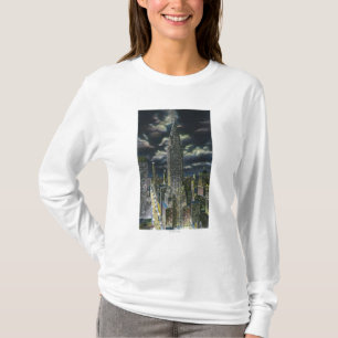 Camiseta NYC, construção nova de YorkChrysler na noite #