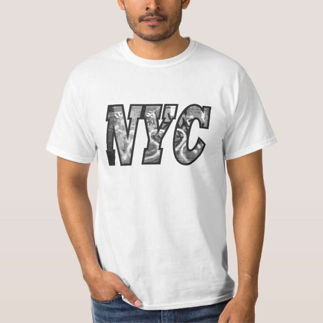 Camiseta NYC e uma parede dos grafites em Brooklyn, Nova (Frente)