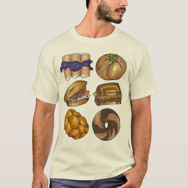 Camiseta NYC Jewish Deli Comida Blintz Bagel Reuben Knish (Frente)