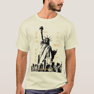 Camiseta Nyc Liberty Statue Manhattan Mens Moderno Natural