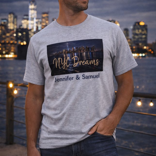 Camiseta NYC night lights, romance, and skyline dreams (Criador carregado)