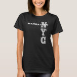 Camiseta Nyc Nova Iorque Manhattan Na moda Trendy Design<br><div class="desc">O Nova Iorque de Nyc Manhattan Na moda de Trendy Modelo de Tendy aflige a camiseta escura básica das mulheres.</div>
