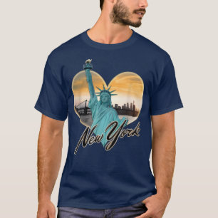 Camiseta NYC Nova Iorque Skyline Souvenir Estátua de Liber
