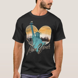 Camiseta NYC Nova Iorque Skyline Souvenir Estátua de Liber